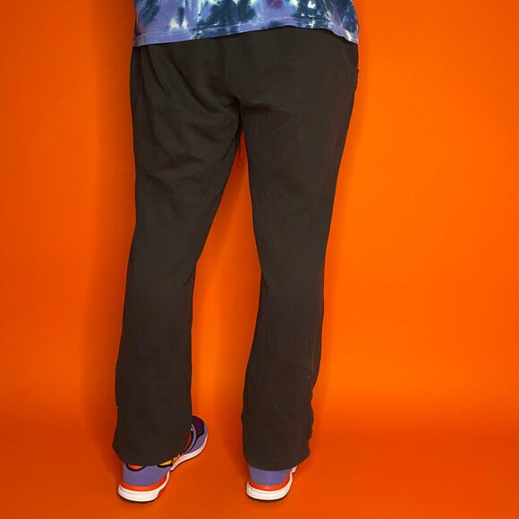 Adidas Sweatpants Jet Black Cotton Pink Logo Ankle Breakway Buttons Can Flare - Picture 3 of 4